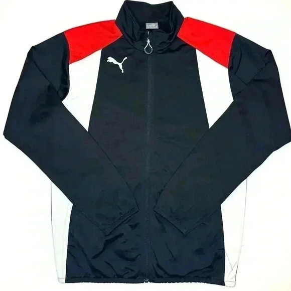 PUMA MENS BLACK RED WHITE FULL ZIP TRACK JACKET  SIZE Small - Picture 1 of 9